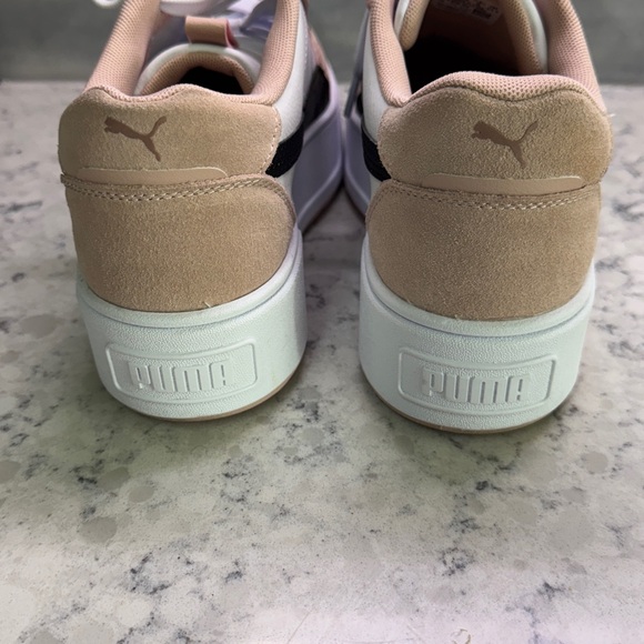 Puma Karmen Rebelle Womens White, Black Taupe Suede Platform Sneakers size 8 EUC - Picture 2 of 7